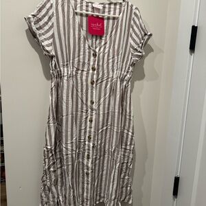 NWT Striped Button-Down Maternity Dress - S